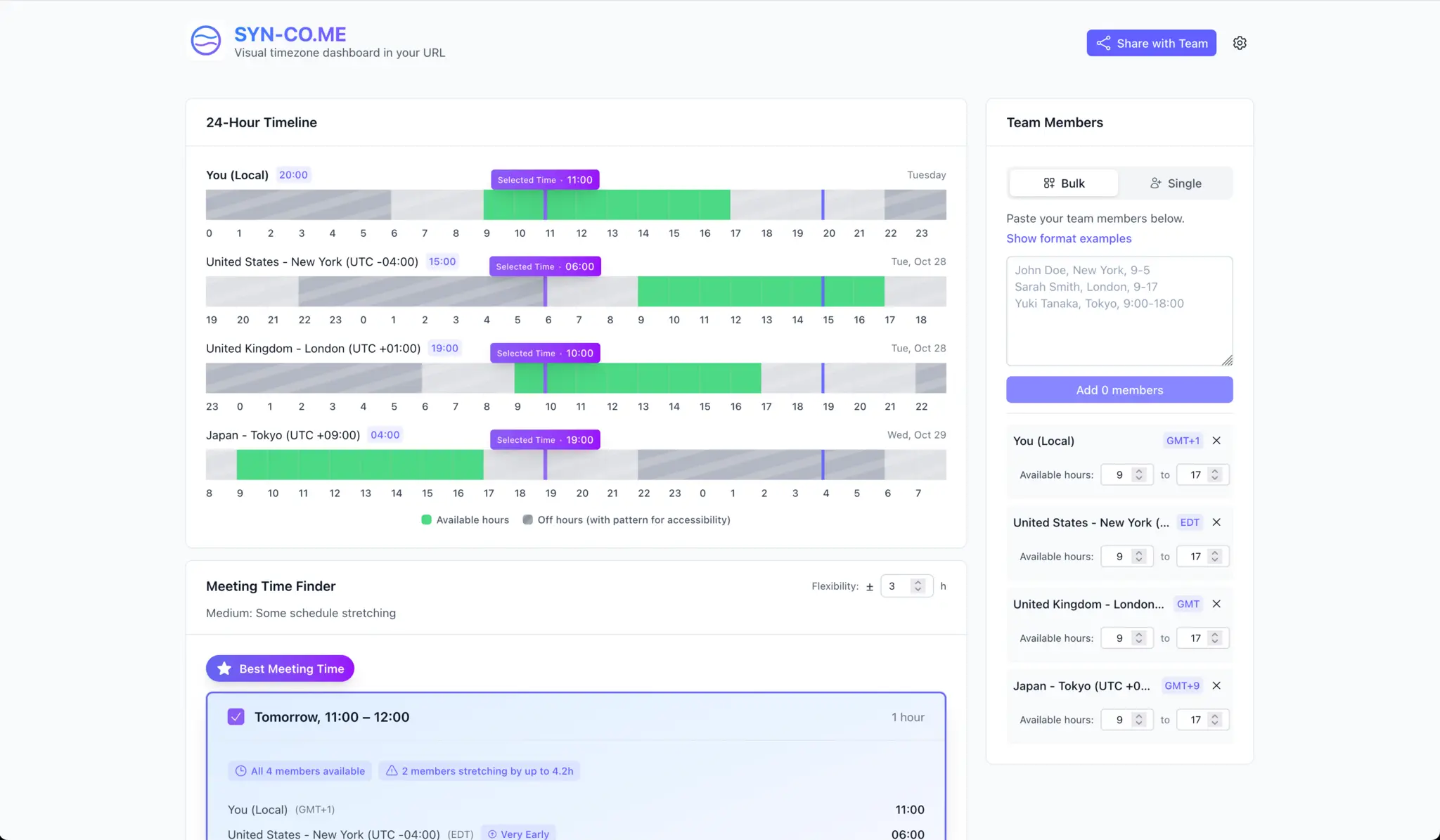 Visual timezone dashboard in your URL 